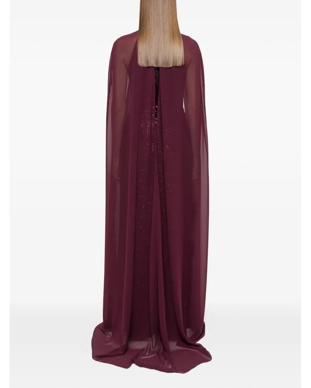 Nissa Purple Equined Caped Gown