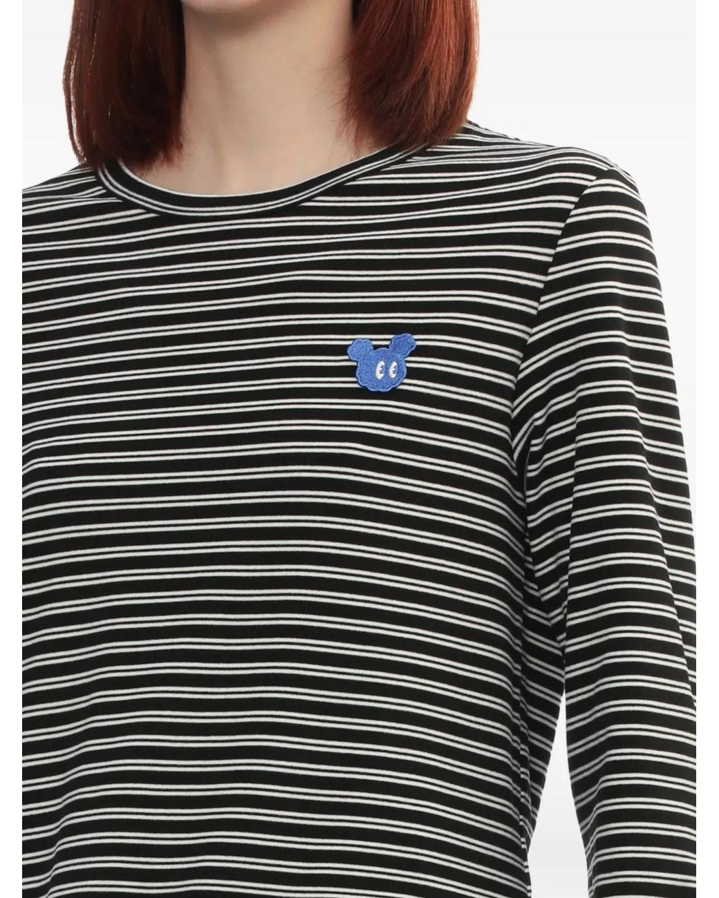 Mini Cream Gray Striped Long-Sleeve T-Shirt