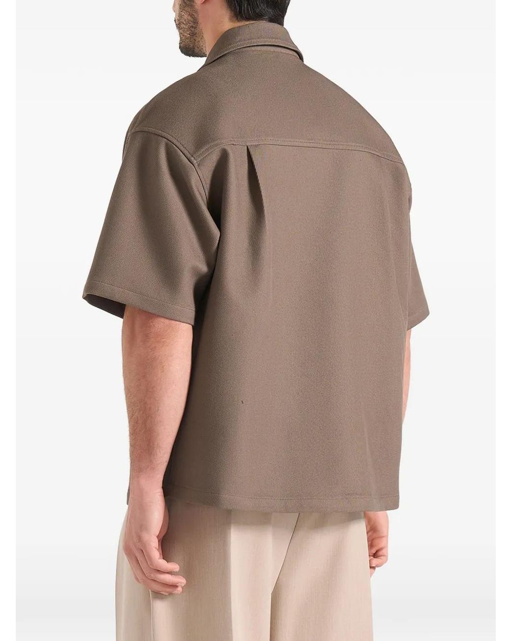 Manière De Voir Brown Brook Signature Twill Boxy Shirt