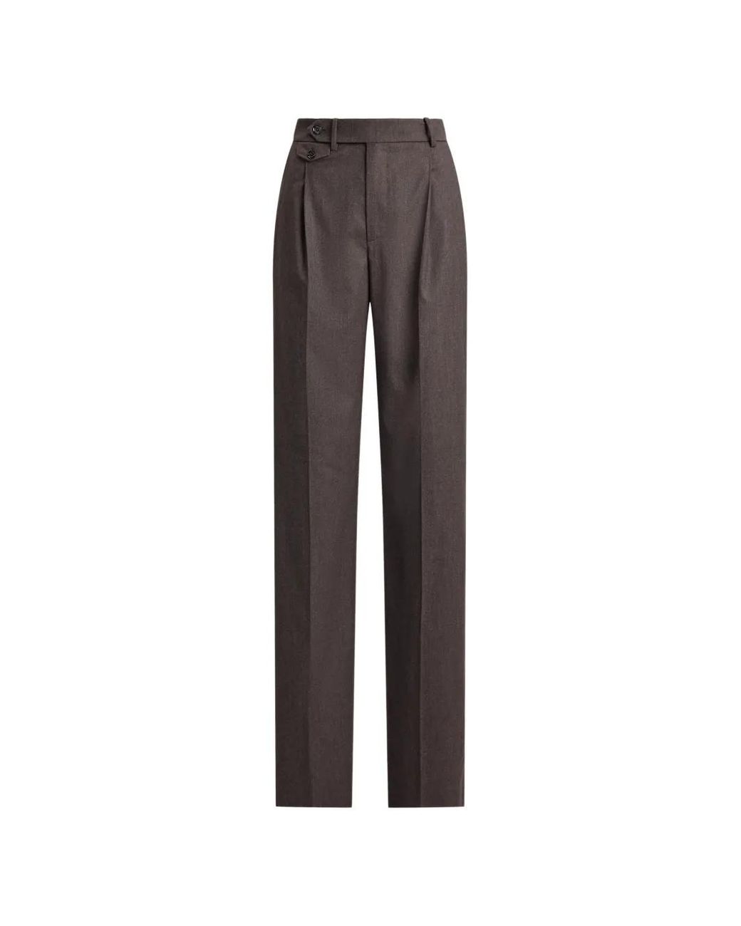 Ralph Lauren Brown Brie Pleated Straight-Leg Trousers