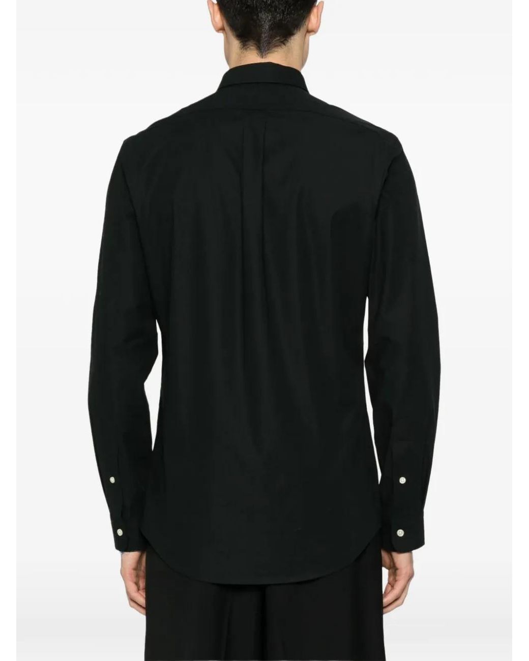 Polo Ralph Lauren Black Button-Down Collar Embroidered-Logo Shirt for men
