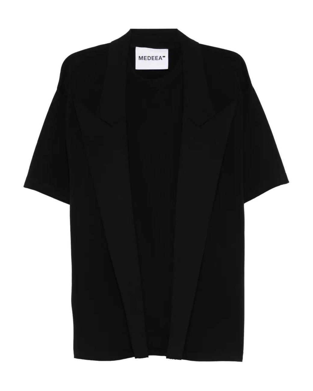 MEDEA Black Lapels Cotton T-Shirt