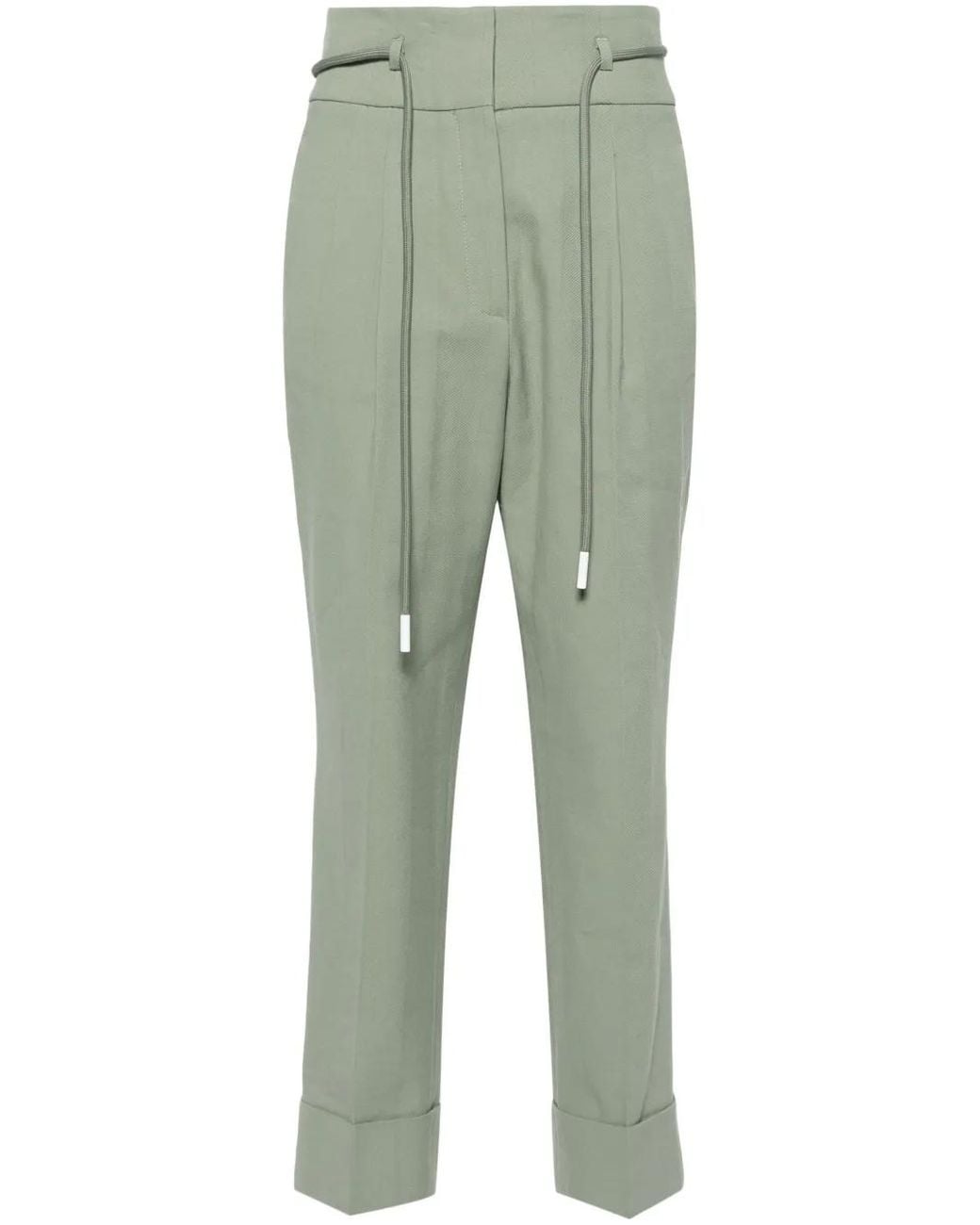 Peserico Green High-Waist Cropped Trousers