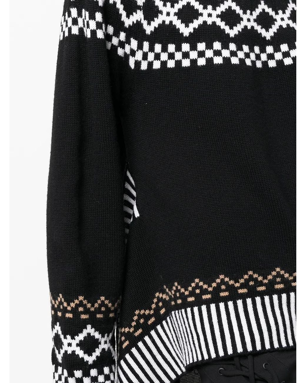 Monse Black Wool Intarsia-Knit Roll-Neck Jumper