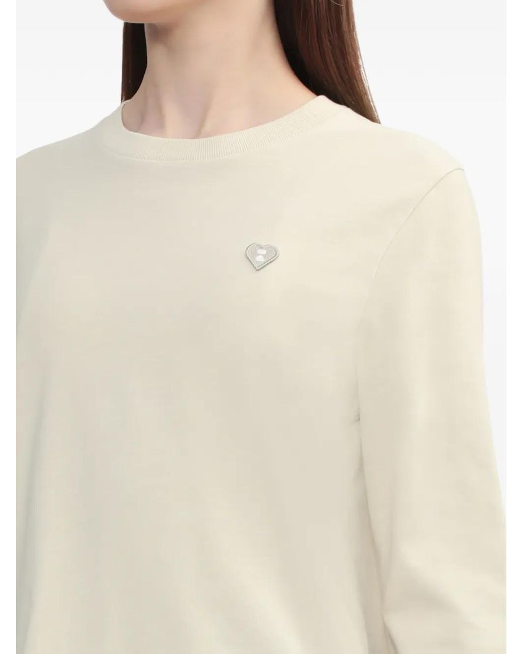 A Bathing Ape White Heart-Patch Long-Sleeve Top