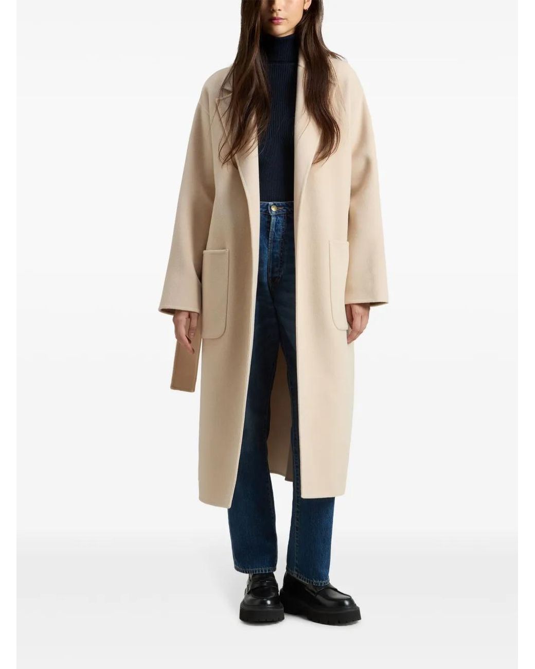 Woolrich Wollen Jas Met Ceintuur in het Natural