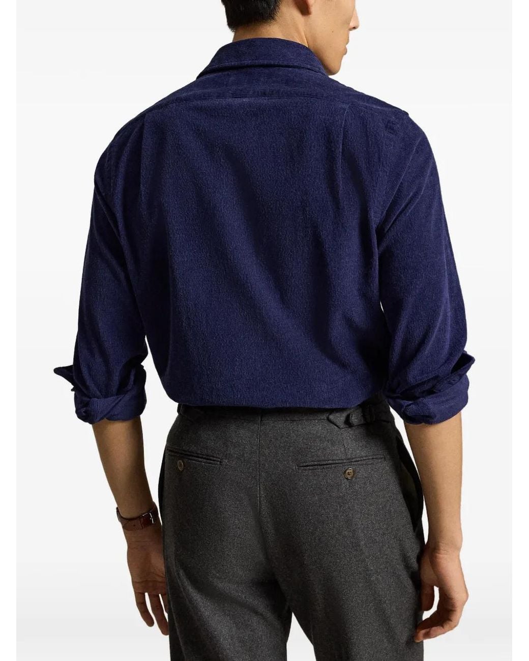 Polo Ralph Lauren Blue Custom Fit Stretch Corduroy Shirt for men