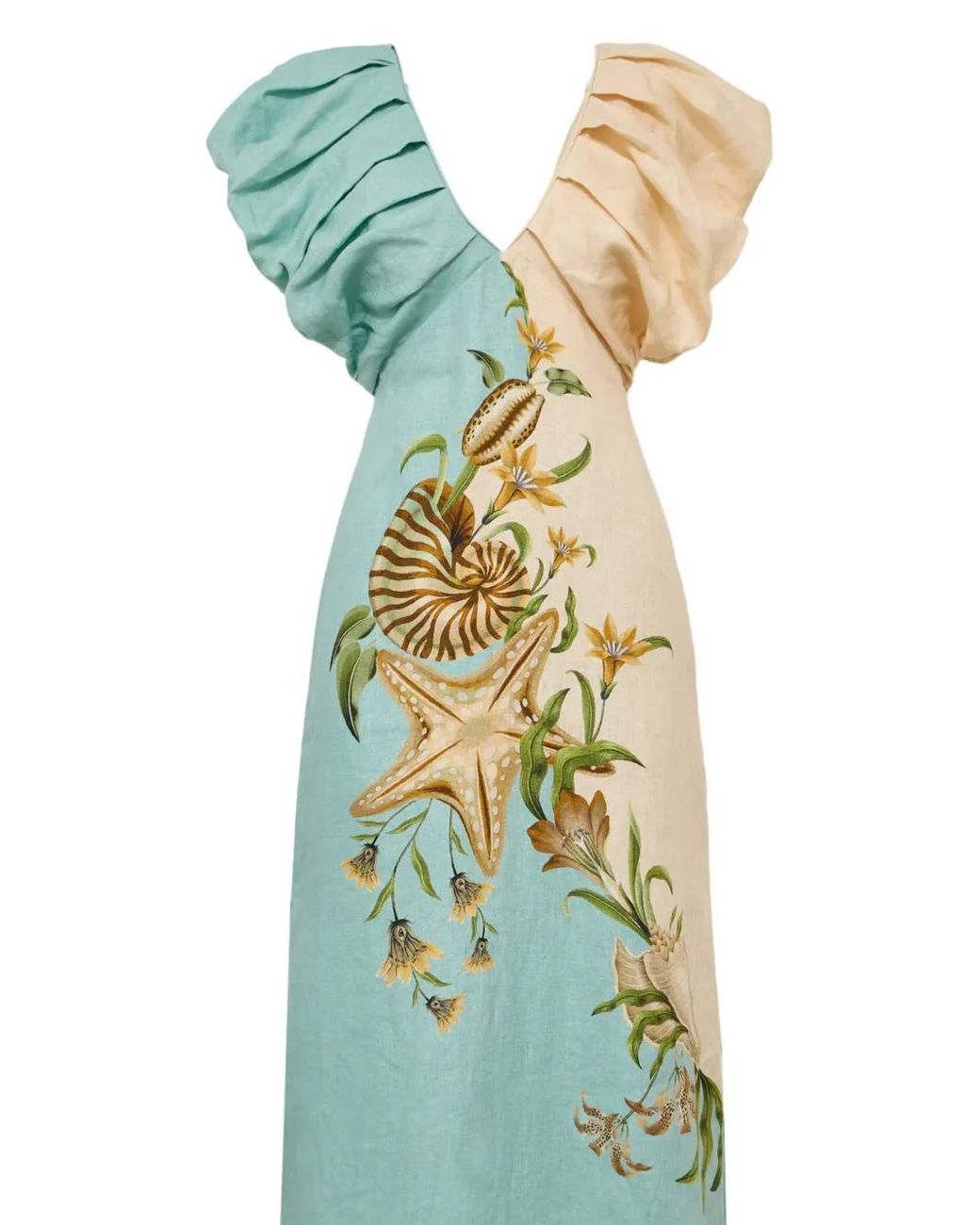 Farm Rio Green Robe Mi-Longue Marine Garden Puff