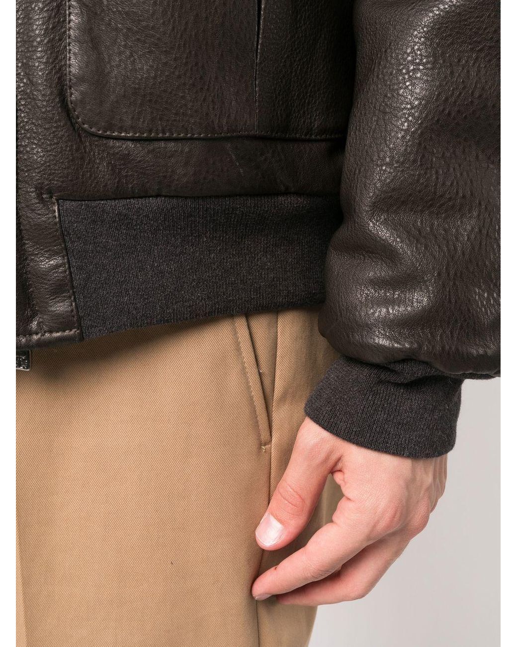 Corneliani Leather Bomber Jacket in Black for Men | Lyst