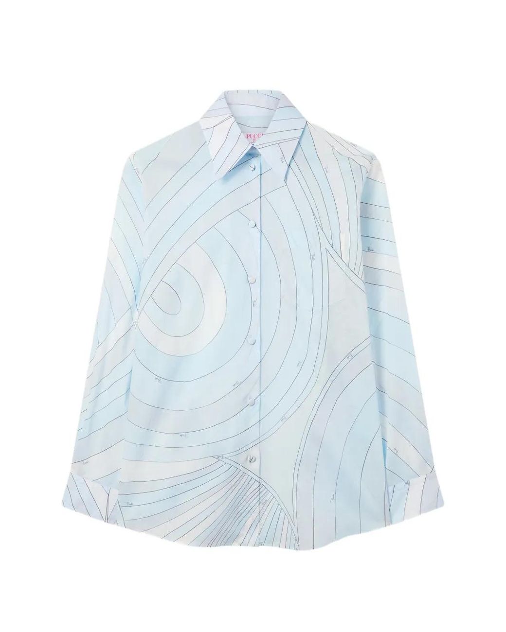 Emilio Pucci Blue Iride Print Muslin Shirt