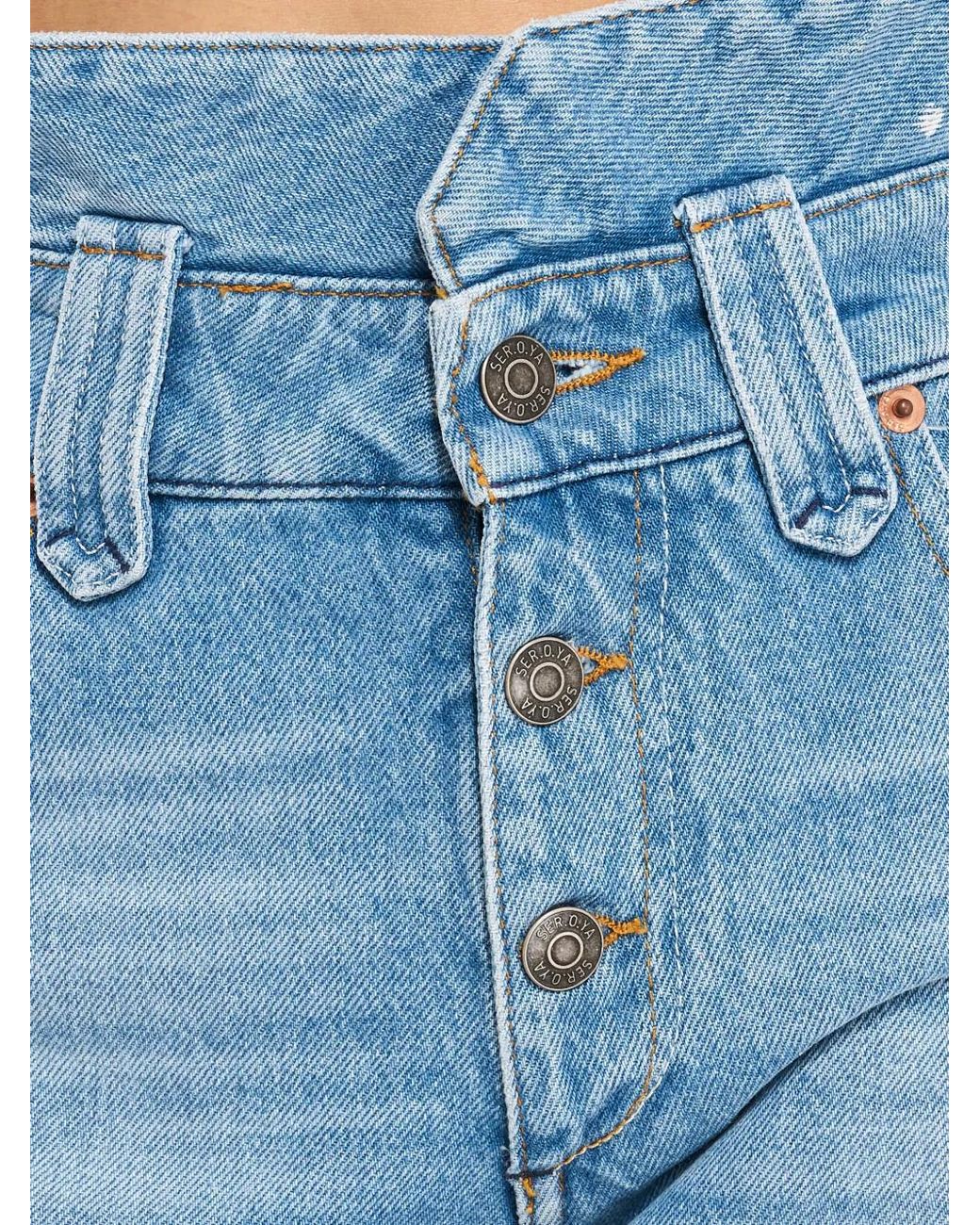 SER.O.YA Shorts Met Gebleekt-Effect in het Blue