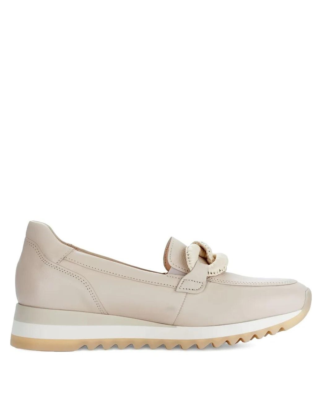 Gabor Natural Chain-Link Leather Loafers