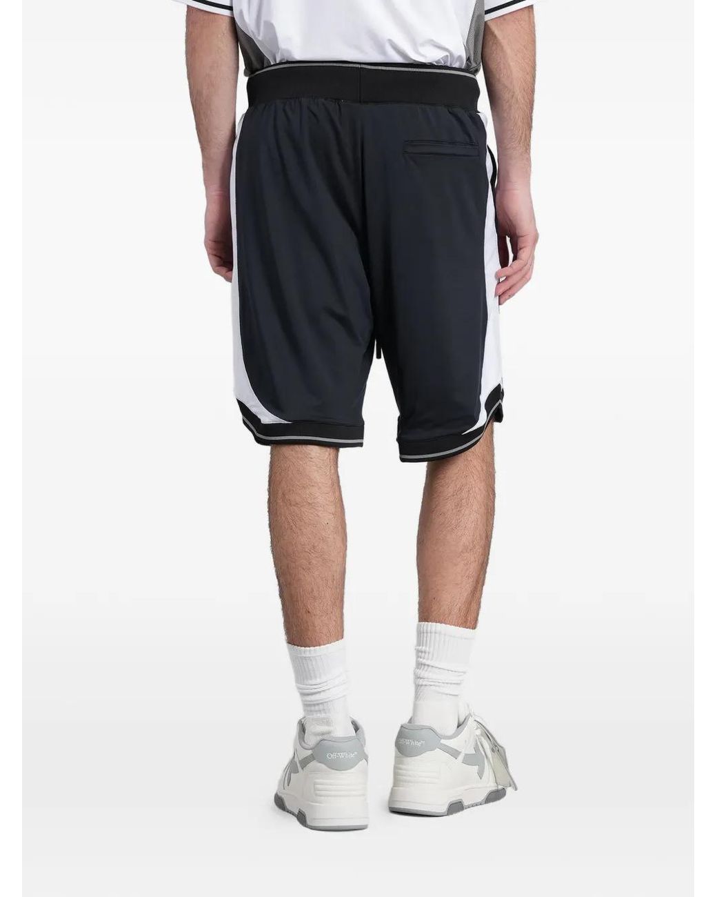 Off-White c/o Virgil Abloh Blue Logo-Print Panelled Shorts for men