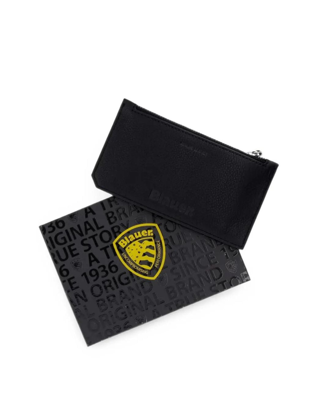 Blauer Black Logo-Embossed Leather Cardholder for men