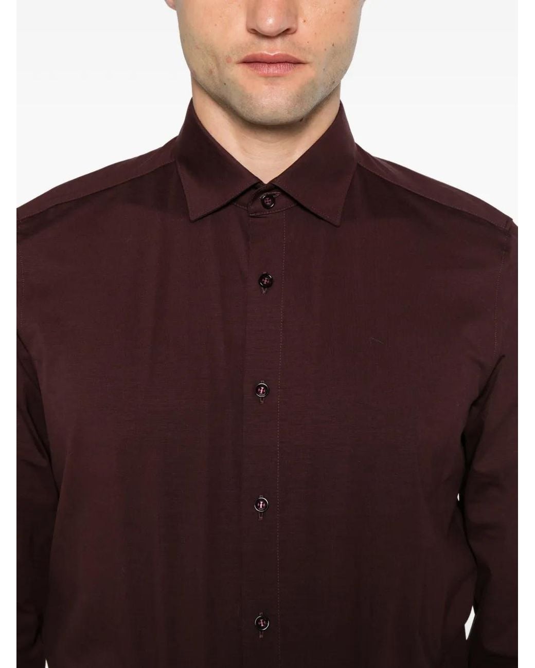 Olymp Purple Long-Sleeve Button-Down Shirt for men