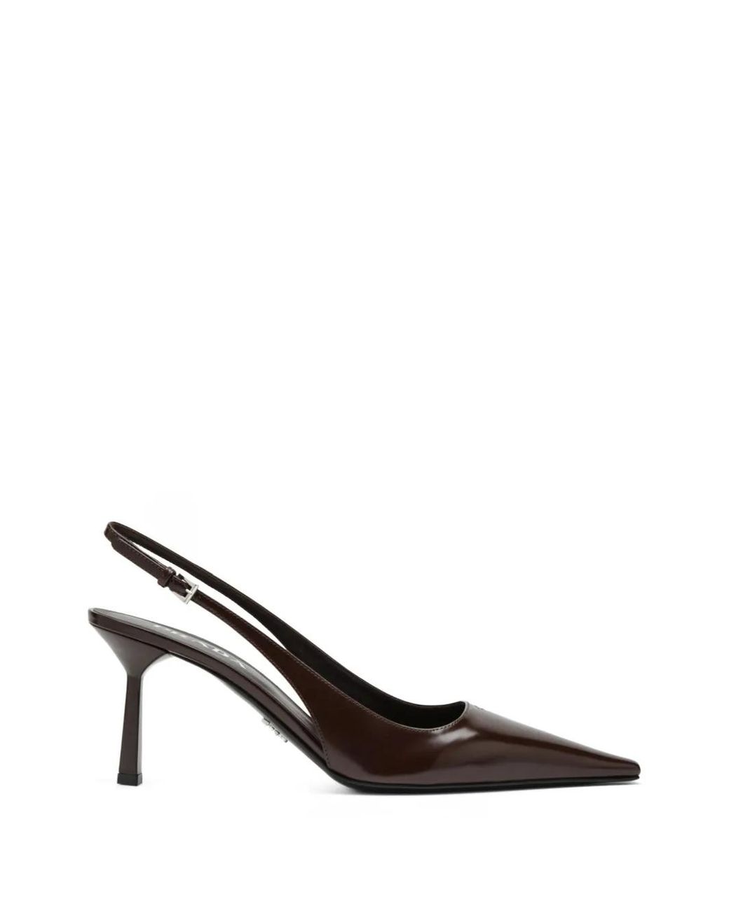 Prada Brown Brushed Leather Slingback Pumps