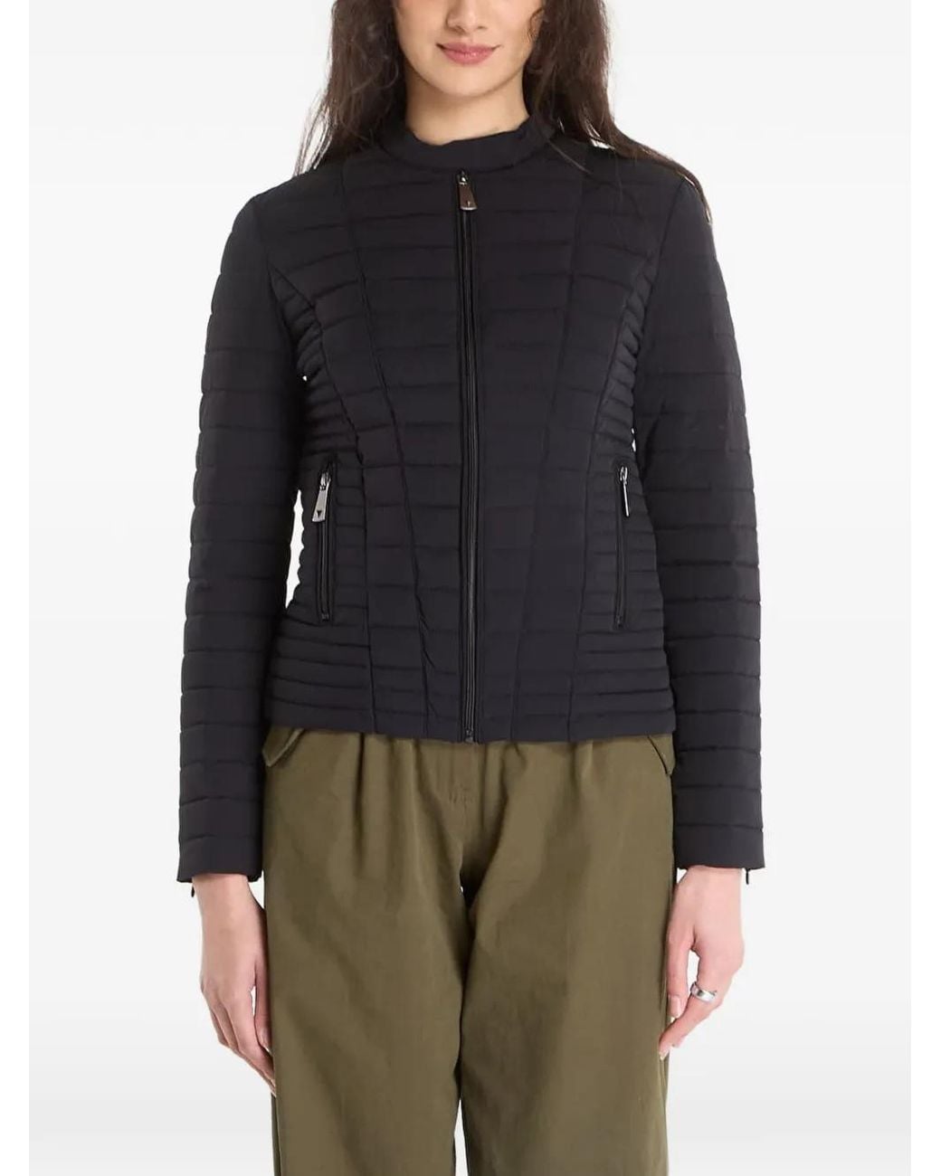 Guess Black Quilted Zip Jacket