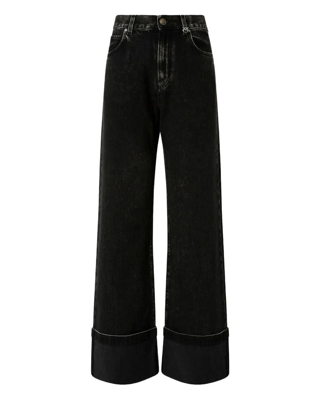 Vaqueros Con Dobladillo Plegable Pinko de color Black