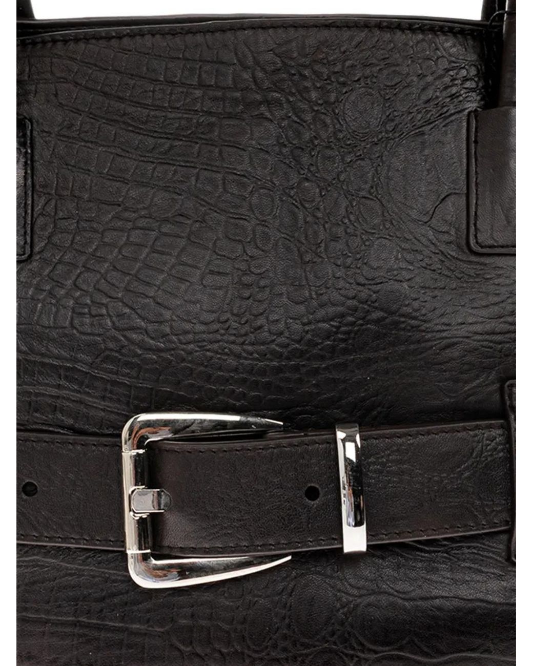 Gestuz Black Gzcrolina Crocodile-Effect Buckled Tote Bag