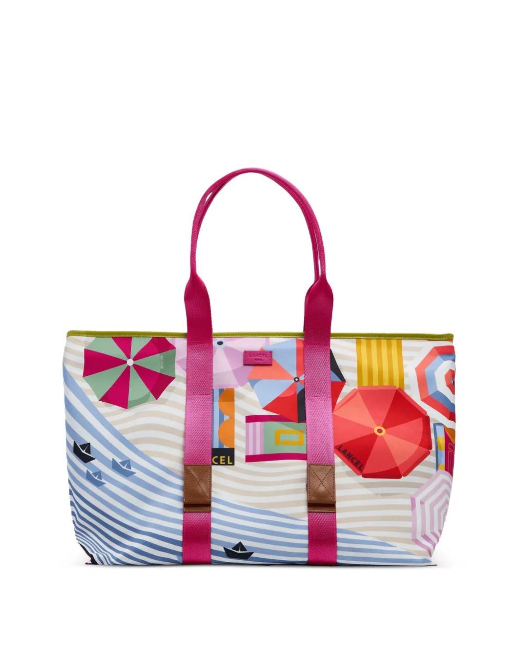 Lancel White Large Zip Tote Bag