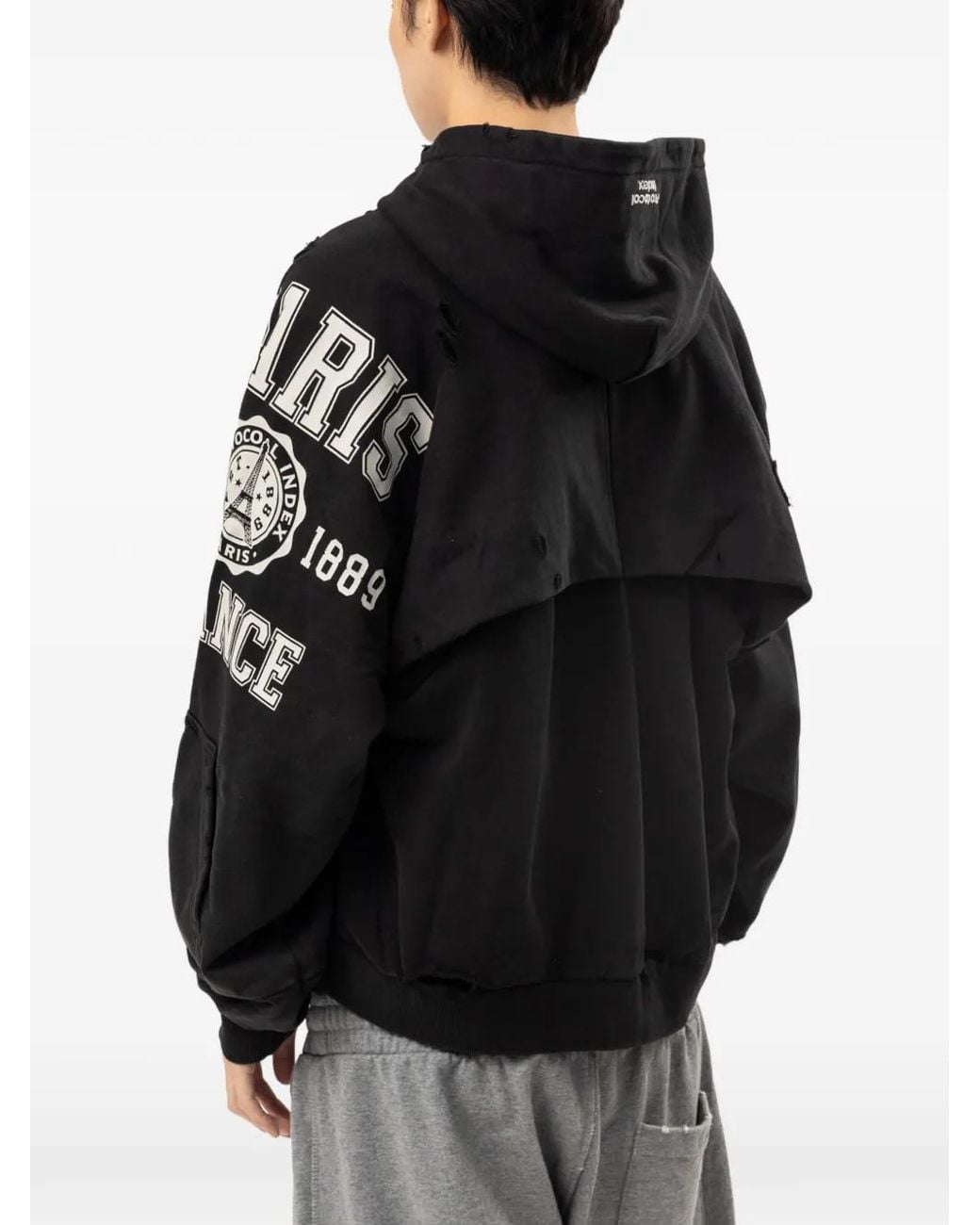 Protocol Index Black Paris Reconstructed Zip-Up Hoodie for men