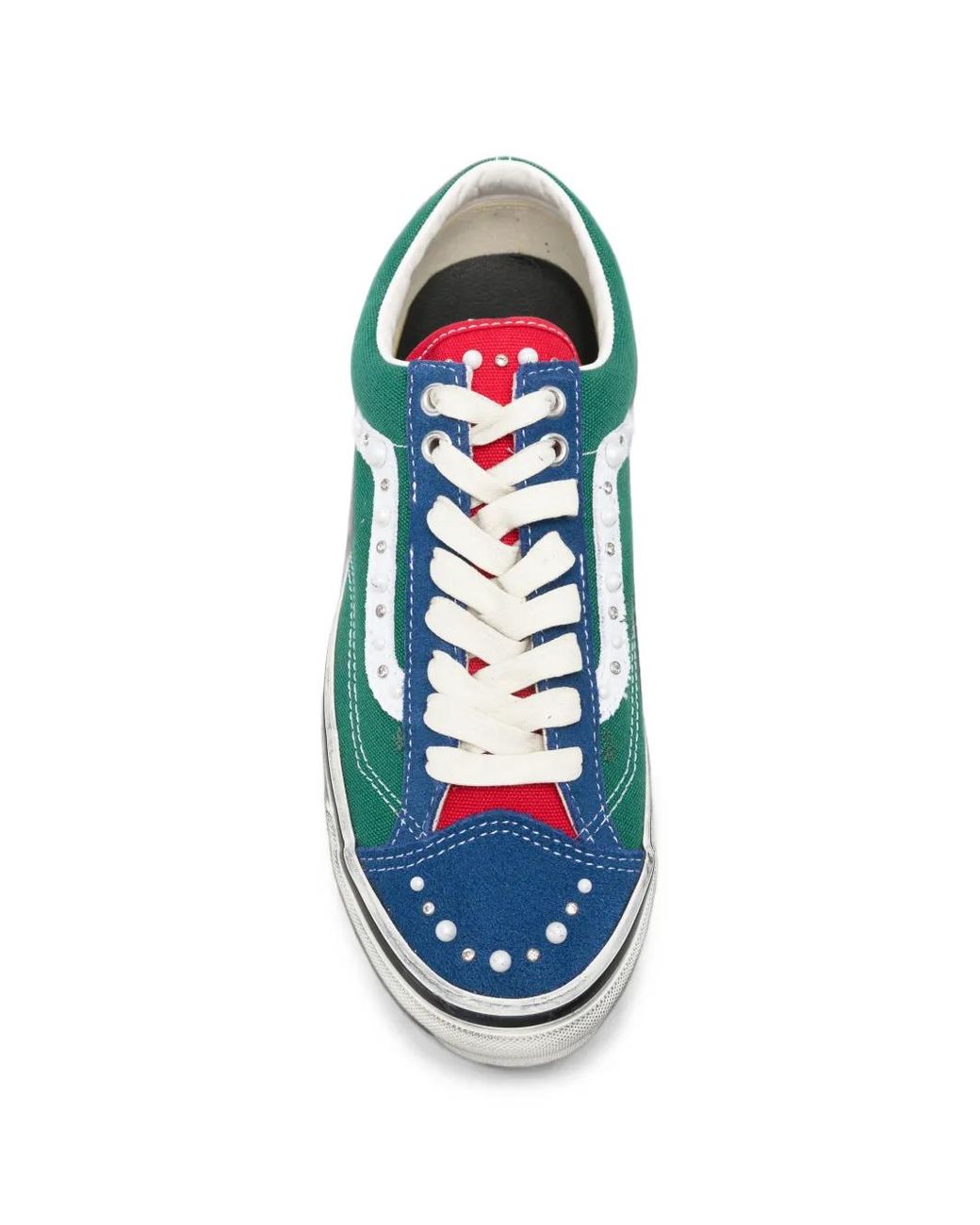 Vans Green Faux-Pearl Embellished Colour-Block Sneakers