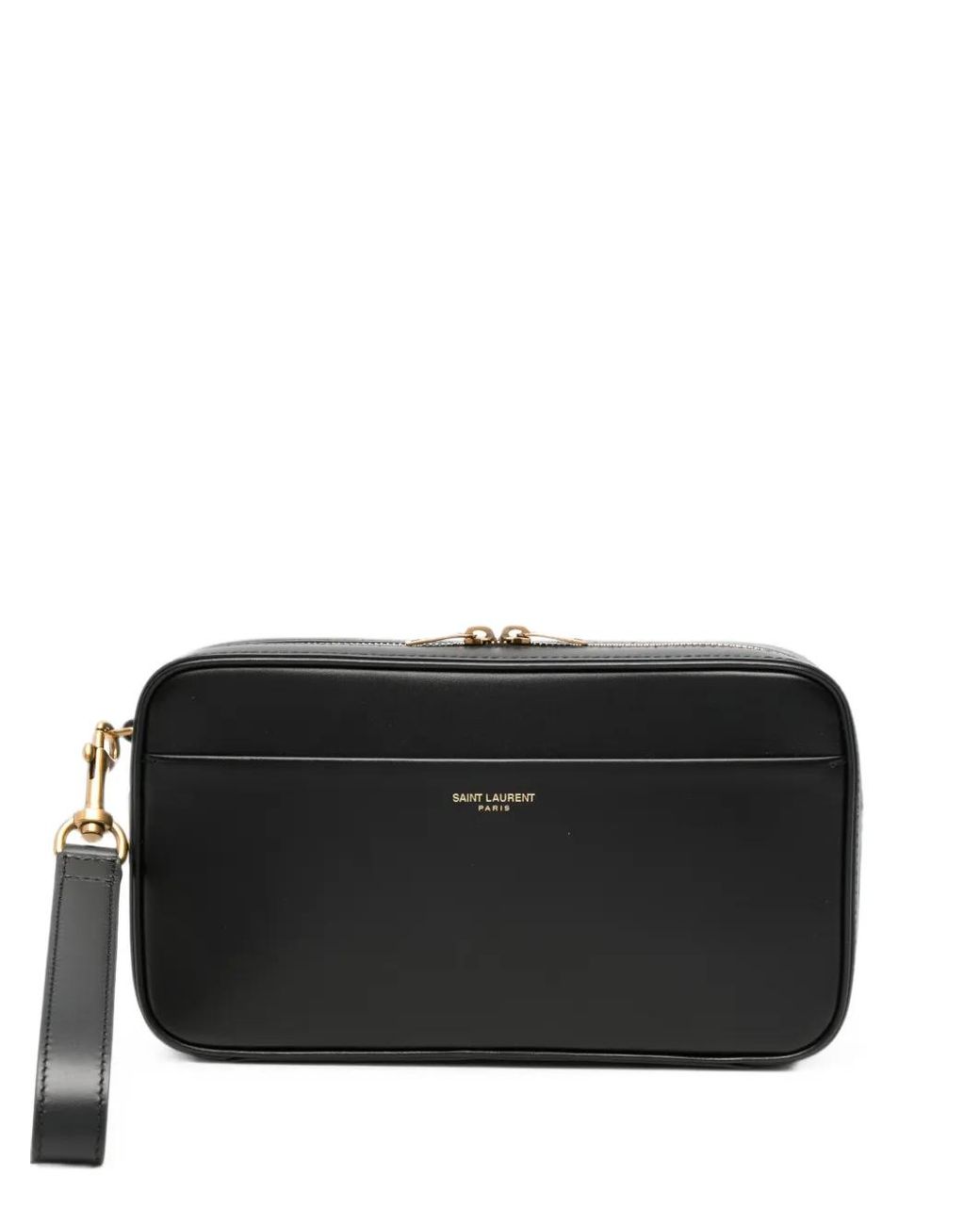 Saint Laurent Black Paris Smooth Leather Clutch Bag for men