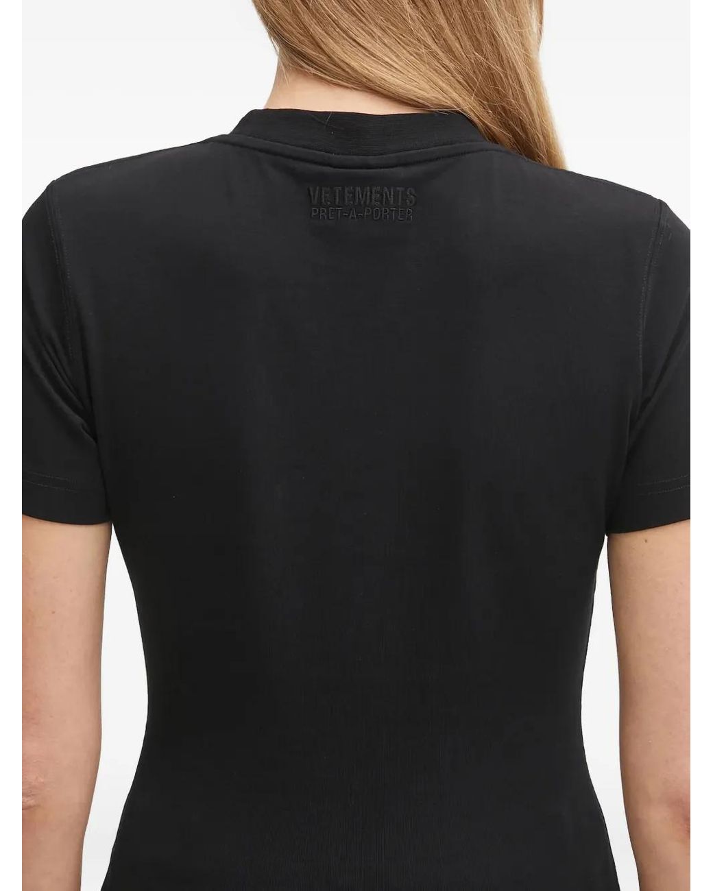 Vetements Black Logo-Embroidered T-Shirt