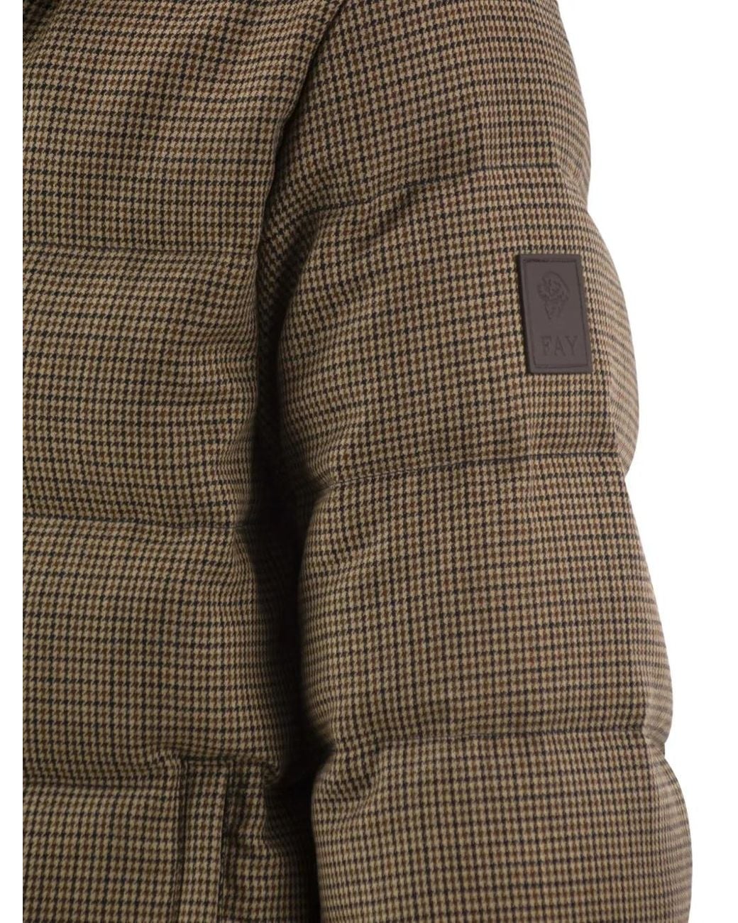 Fay Brown Houndstooth-Pattern Virgin Wool Jacket for men