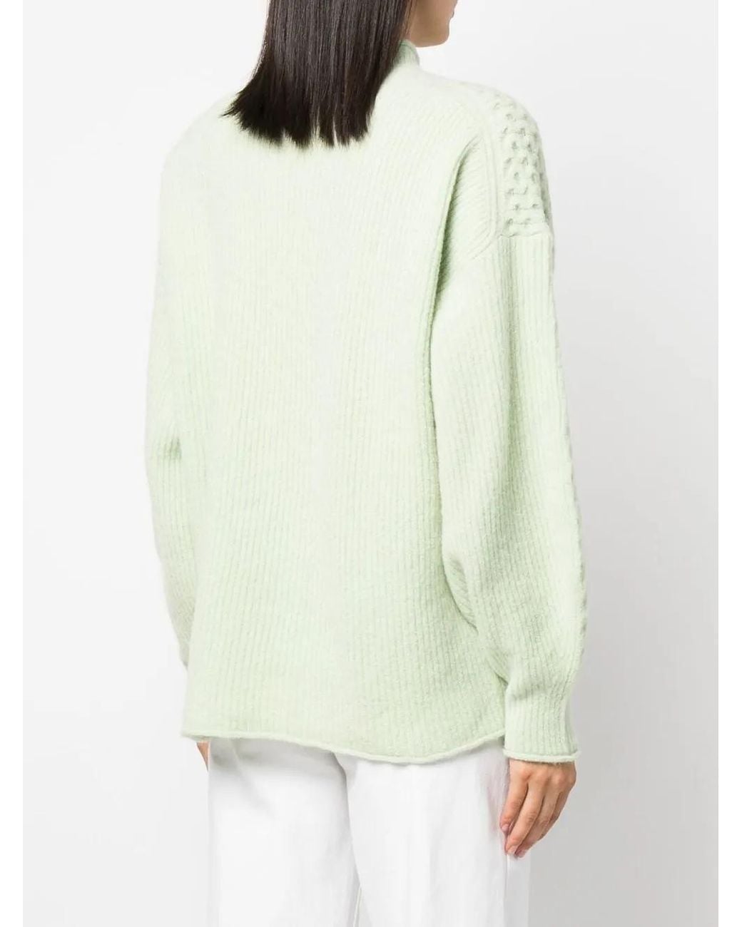 Rus Green Textured-Knit Mock Neck Jumper