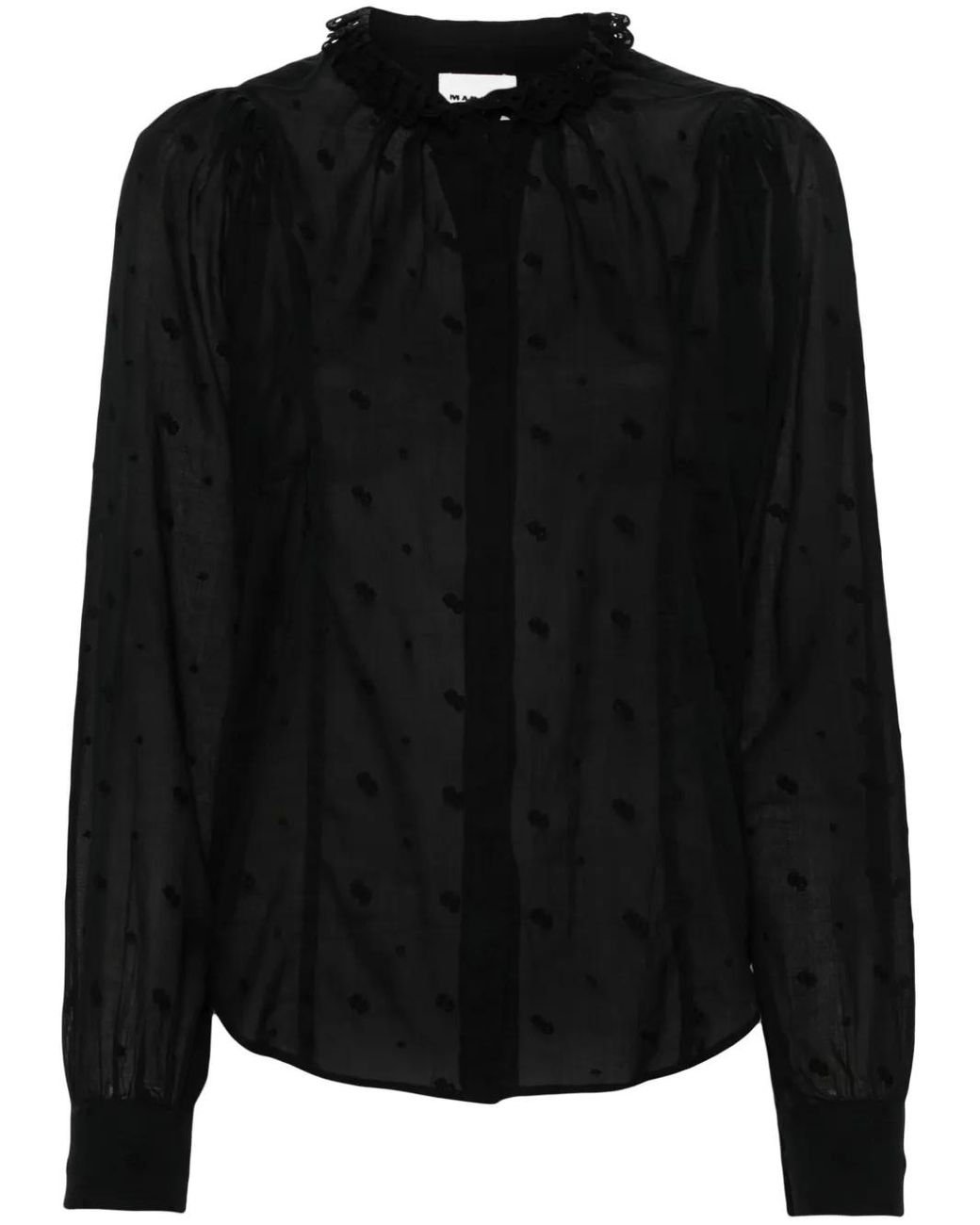 Isabel Marant Black Terzali Floral-Embroidered Blouse