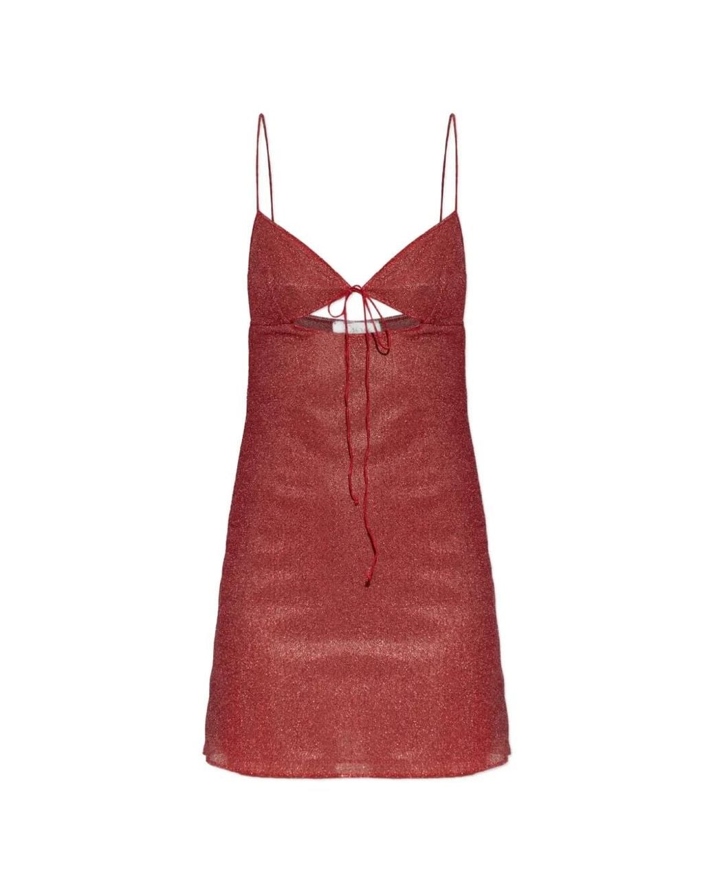 Oseree Red V-Neck Cut-Out Mini Dress