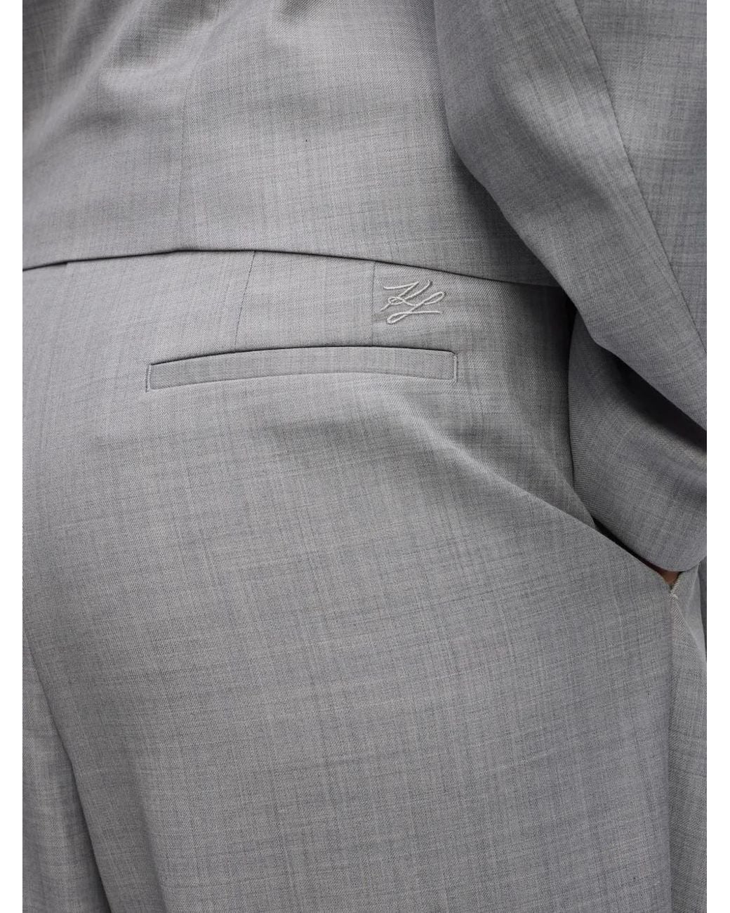 Karl Lagerfeld Gray Pierced-Detail Tailored Trousers