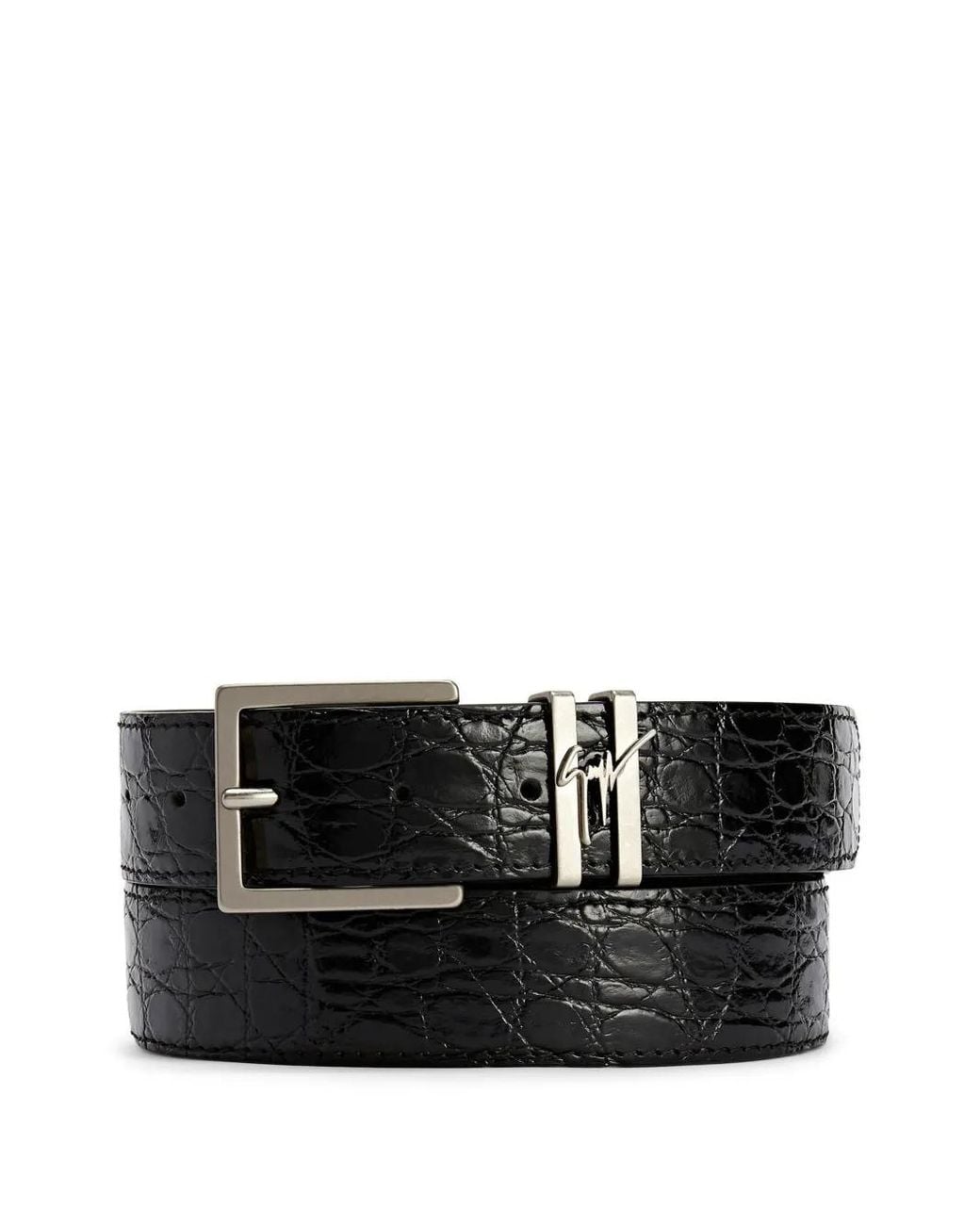 Giuseppe Zanotti Black Teodore Crocodile-Embossed Belt for men
