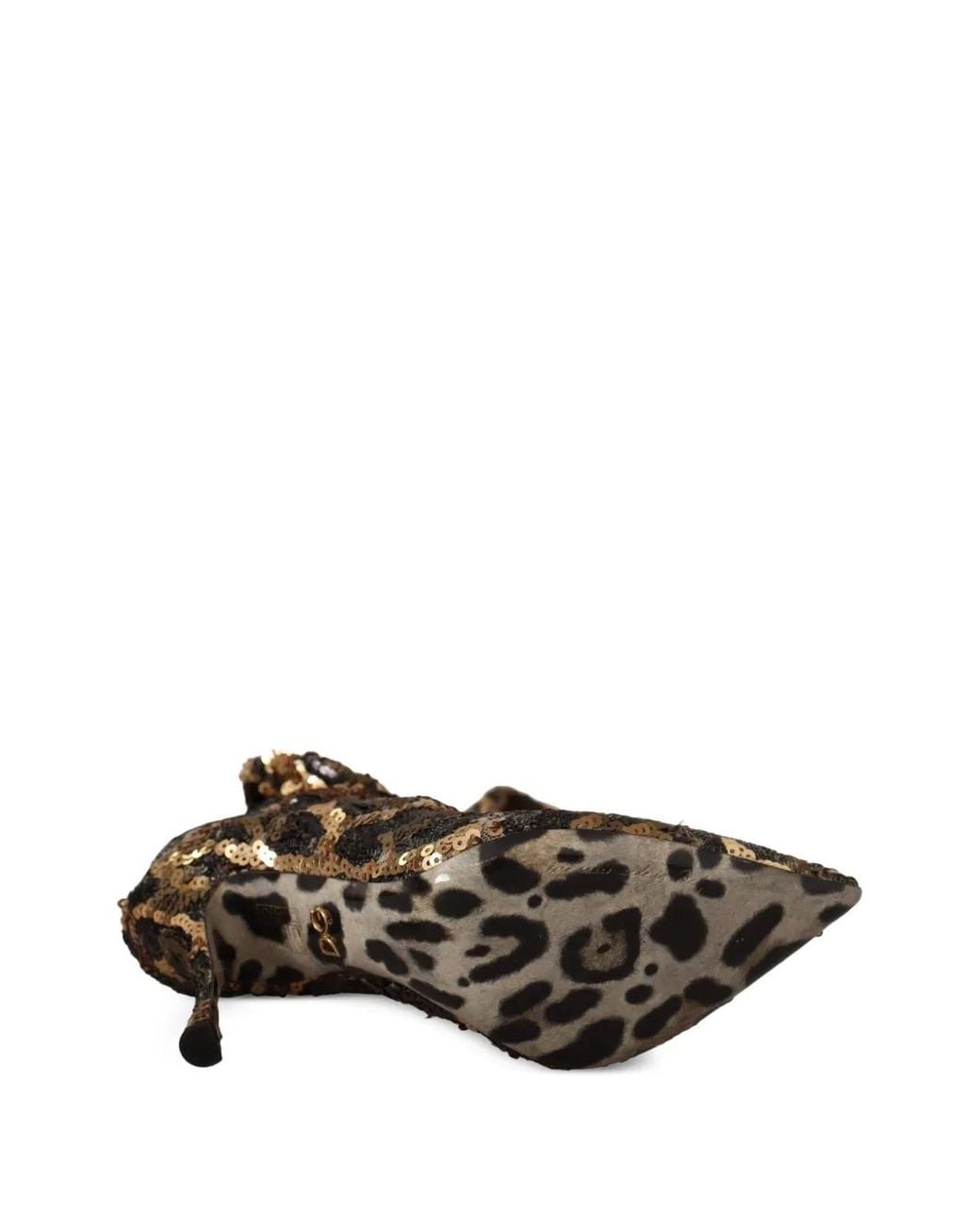 Dolce & Gabbana Brown Leopard-Print Sequin-Embellished Ankle Boots