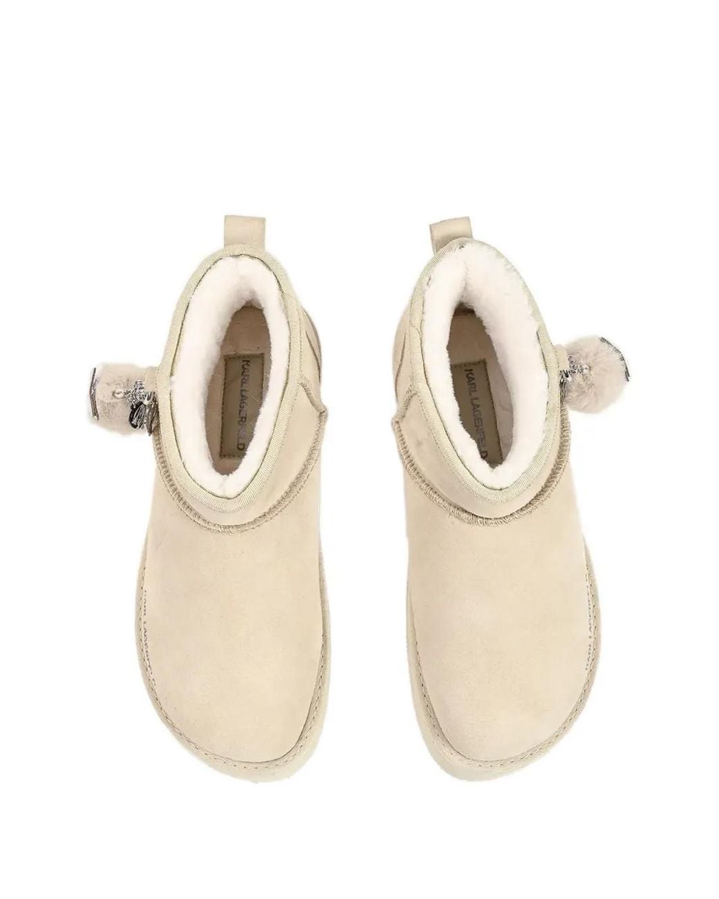 Karl Lagerfeld Natural Pom-Pom Platform Boots