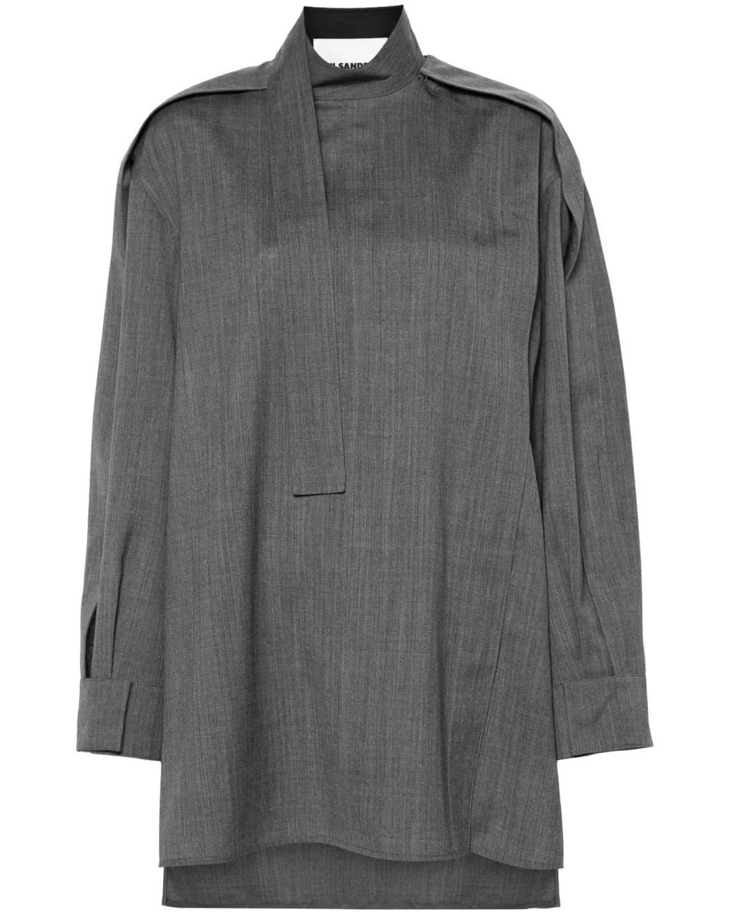 Jil Sander Gray Wool Blouse