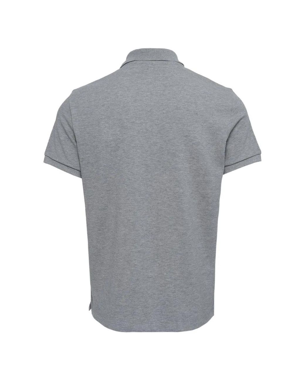 AMI Gray Contrasted Polo for men