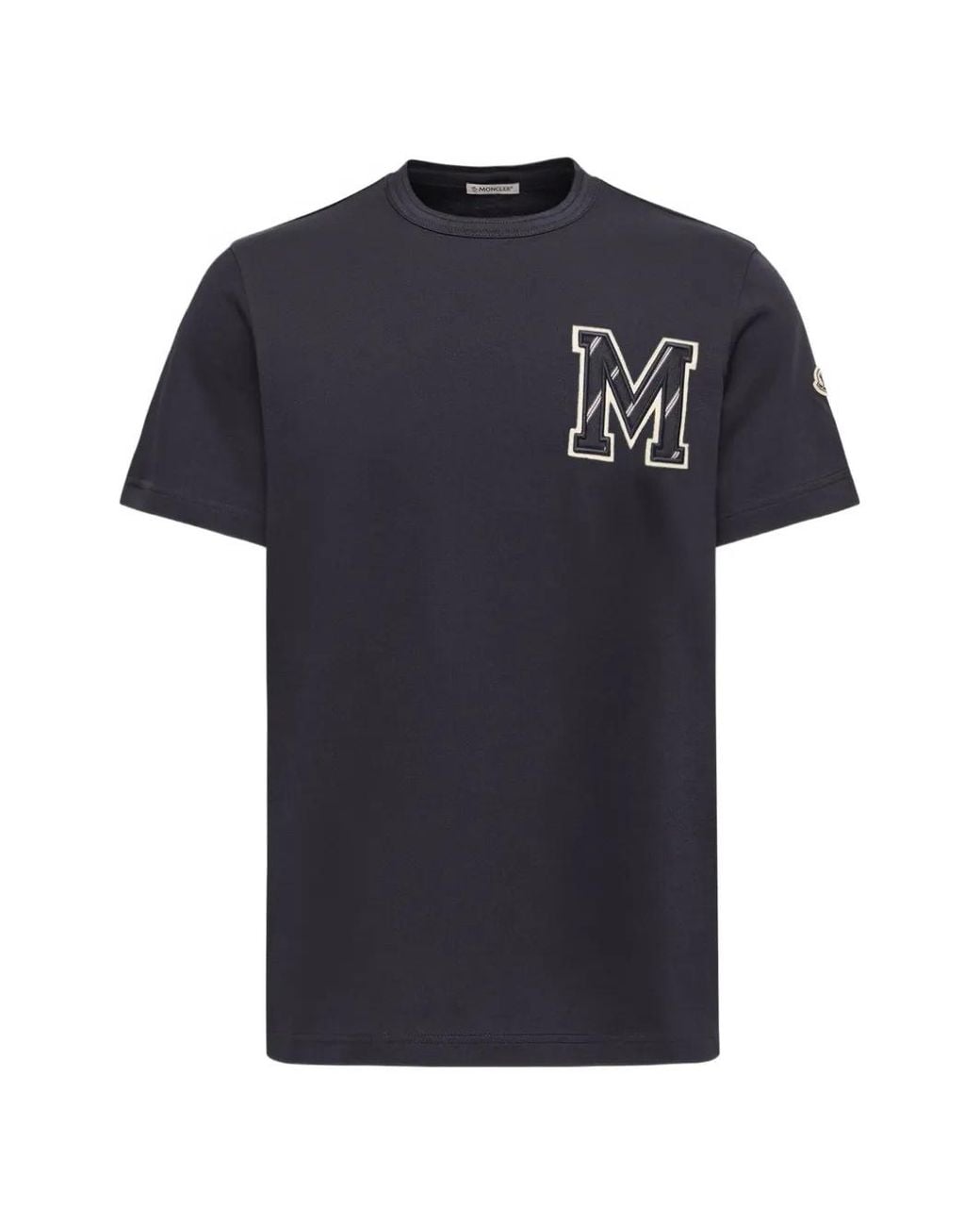 Moncler Blue Cotton Jersey Monogram T-Shirt for men