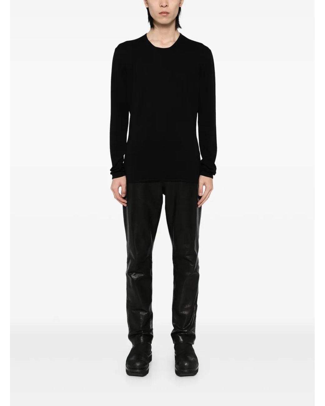 Label Under Construction Black Crew-Neck T-Shirt for men