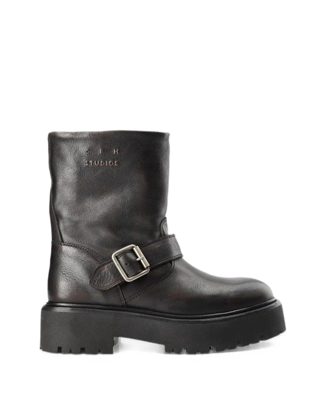 COPENHAGEN Black Buckle-Detail Leather Boots
