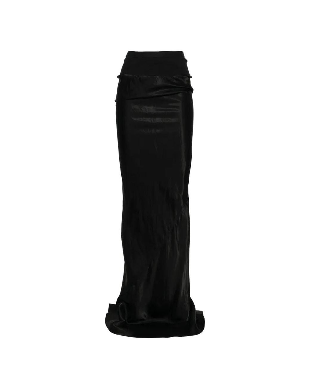 Rick Owens Black Rucked Long Skirt