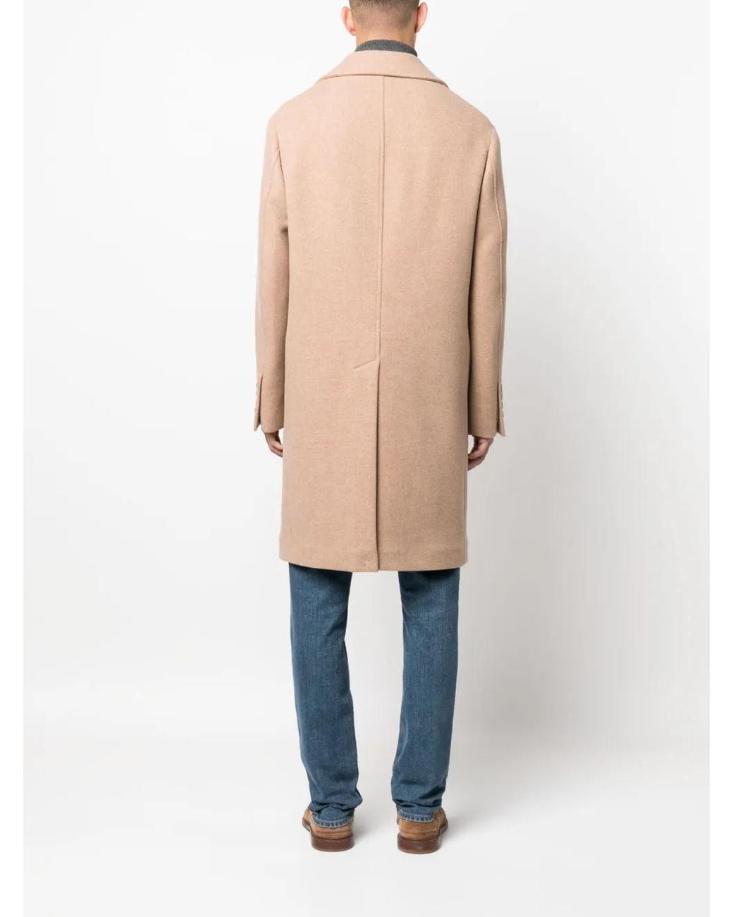 Brunello Cucinelli Natural Double-Breasted Wool-Blend Coat for men