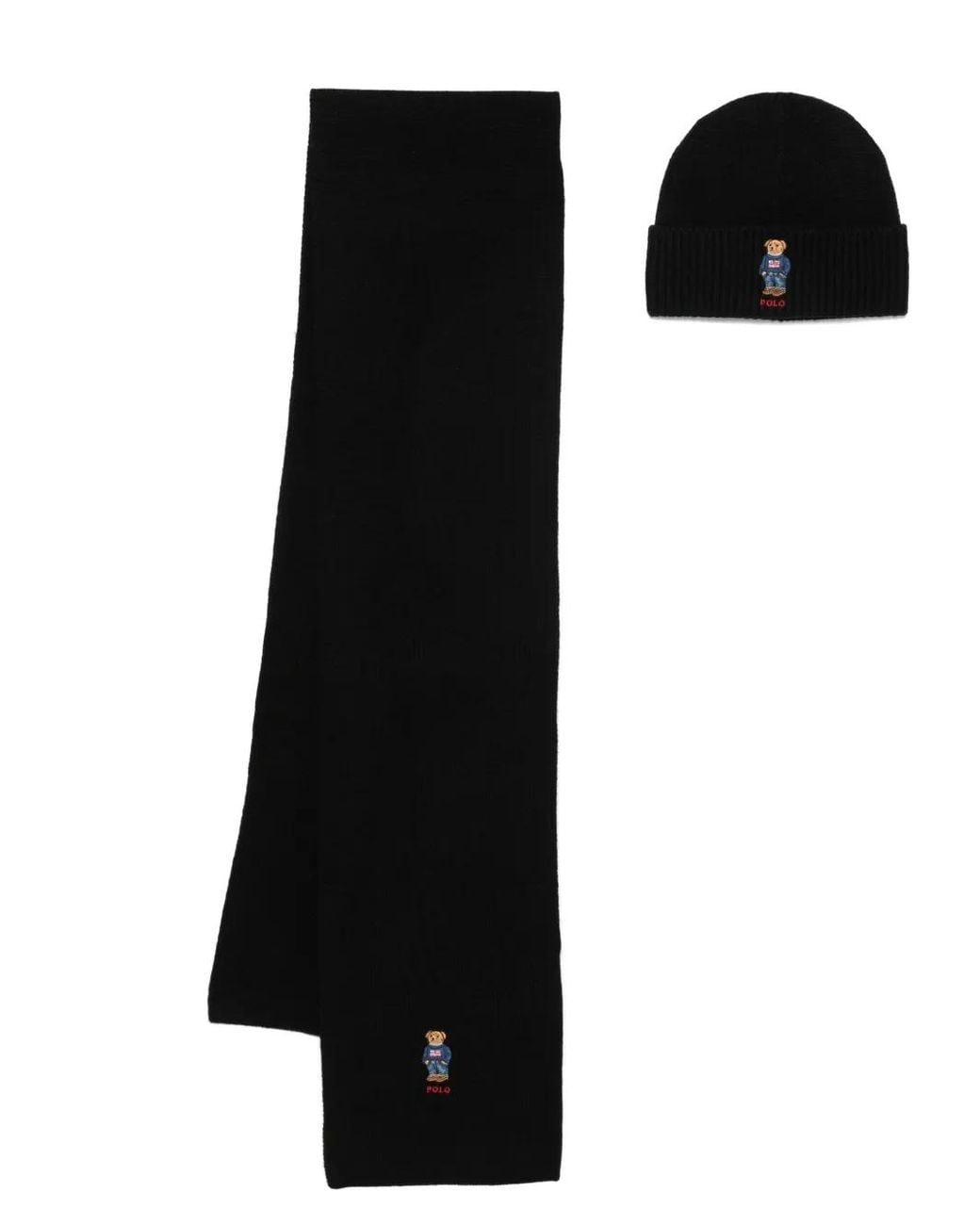 Polo Ralph Lauren Black Polo Bear-Motif Scarf Set for men