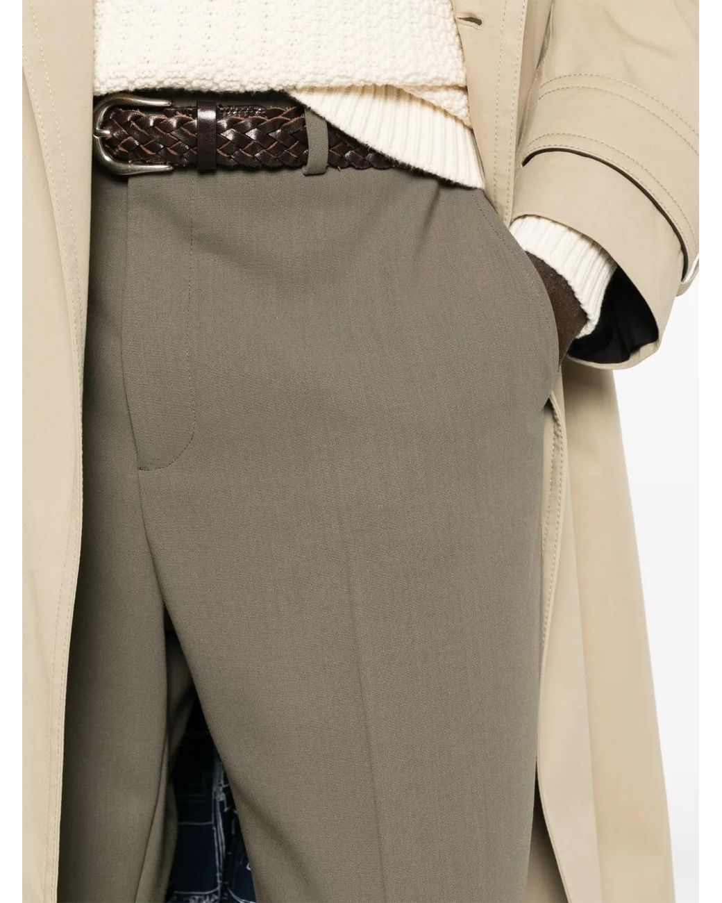Valentino Garavani Gray Pressed-Crease Tailored Trousers for men