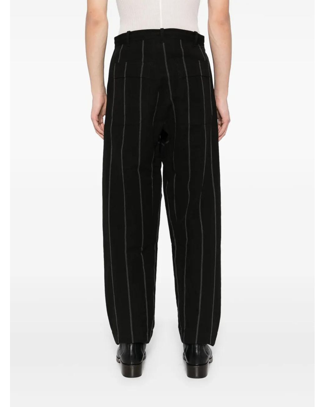 Jan Jan Van Essche Black Stripped Trousers for men
