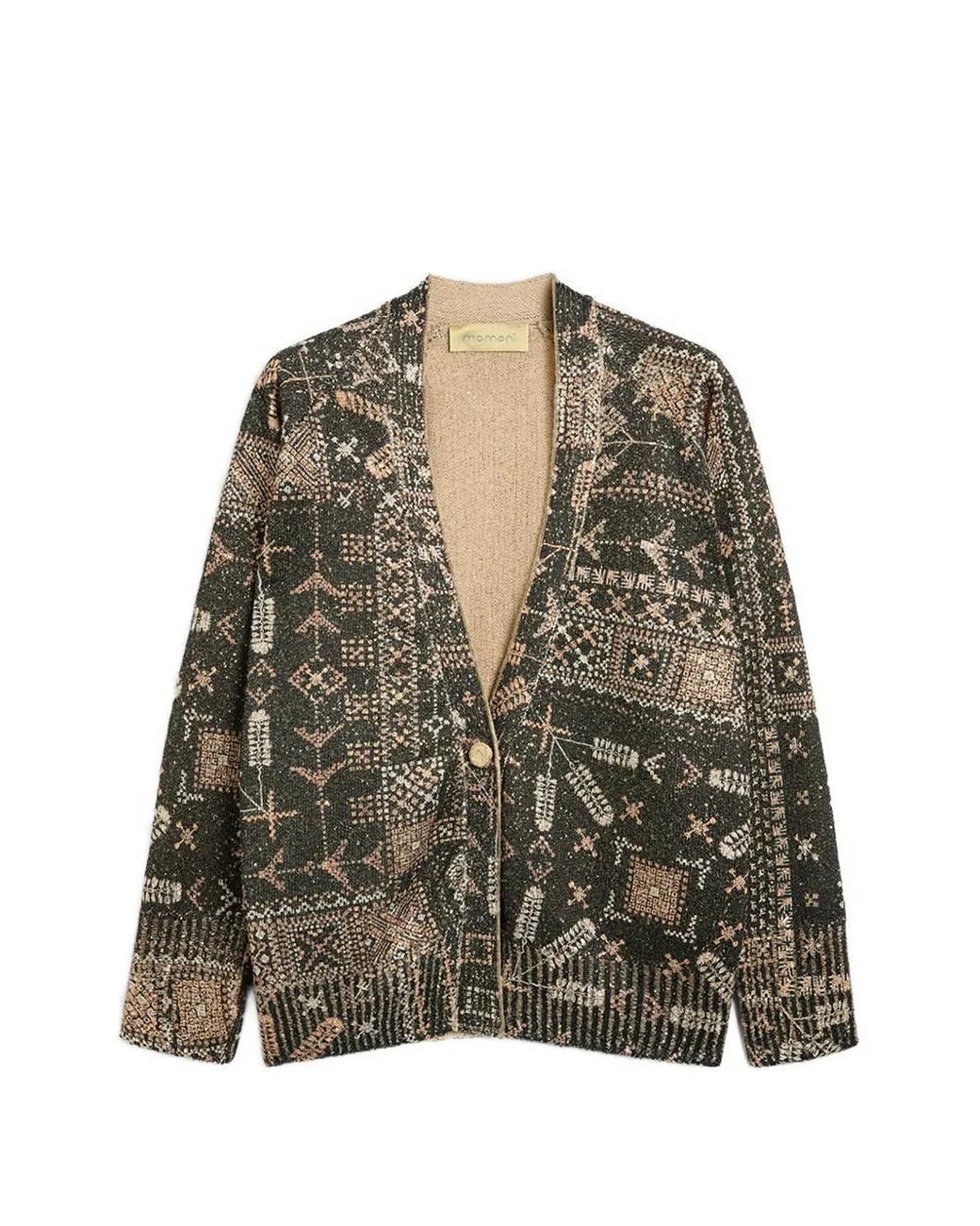 Momoní Green Eduardo Printed-Sequin Cardigan