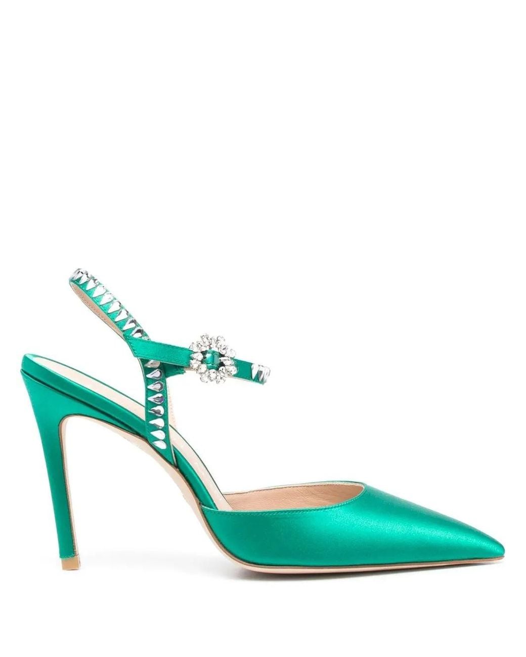 Stuart Weitzman Green Gemcut 100Mm Ankle-Strap Pumps