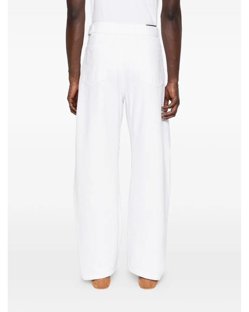 Lemaire White Bleached Denim Belt Trousers