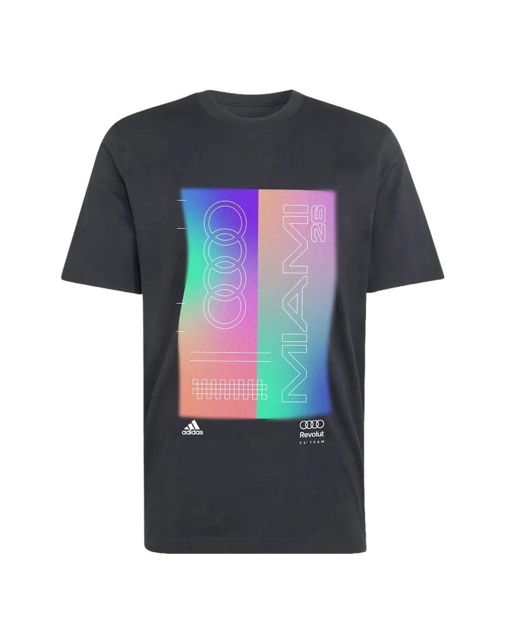 Adidas Black Audi Revolut F1 Graphic-Print T-Shirt for men